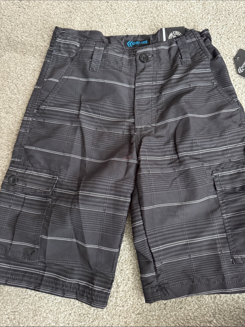 Boys Gray Plaid Cargo Shorts - Surf Plus